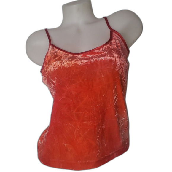 Vintage 90's EXPRESS Red Velour Tie Dye Camisole Tank Top Womens Size Large - Picture 1 of 6